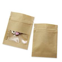 PABCK 100er-Pack (Innengre 2,36 x 2,36 Zoll), durchsichtiges Fenster, luftdichte Samenpckchen, braune Kraftpapierumschlge fr Lebensmittelaufbewa