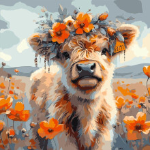 AALBLAC tehnfestk szm szerint felnotteknek - Highland Cow Flower festk szm szerint felnotteknek kezdoknek Akril egyszeru festkfestk szm szeri