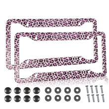 Pink Leopard Print rendszmtbla vz fm alumnium rendszmtbla bort auts cmketart 4 lyukkal, noi frfi autdsz az USA Canada Vehicle Standard