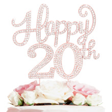 Alles Gute zum 20. Geburtstag-Kuchenaufsatz aus Rosgold mit Strasssteinen  20. Geburtstag/Jahrestag Cheers to Twenty Years Old, Bday-Party, gli
