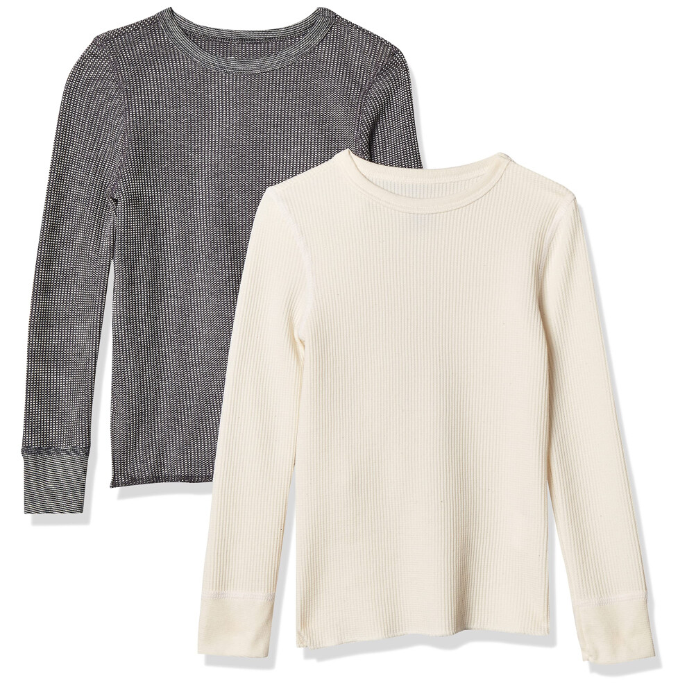 Fruit of the Loom boys Premium 2-pack Thermal Waffle Crew Base Layer Top  Heather Greystone/Natural  6 7 US