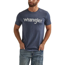 Wrangler Western heren T-shirt met ronde hals en korte mouwen, marineblauw
