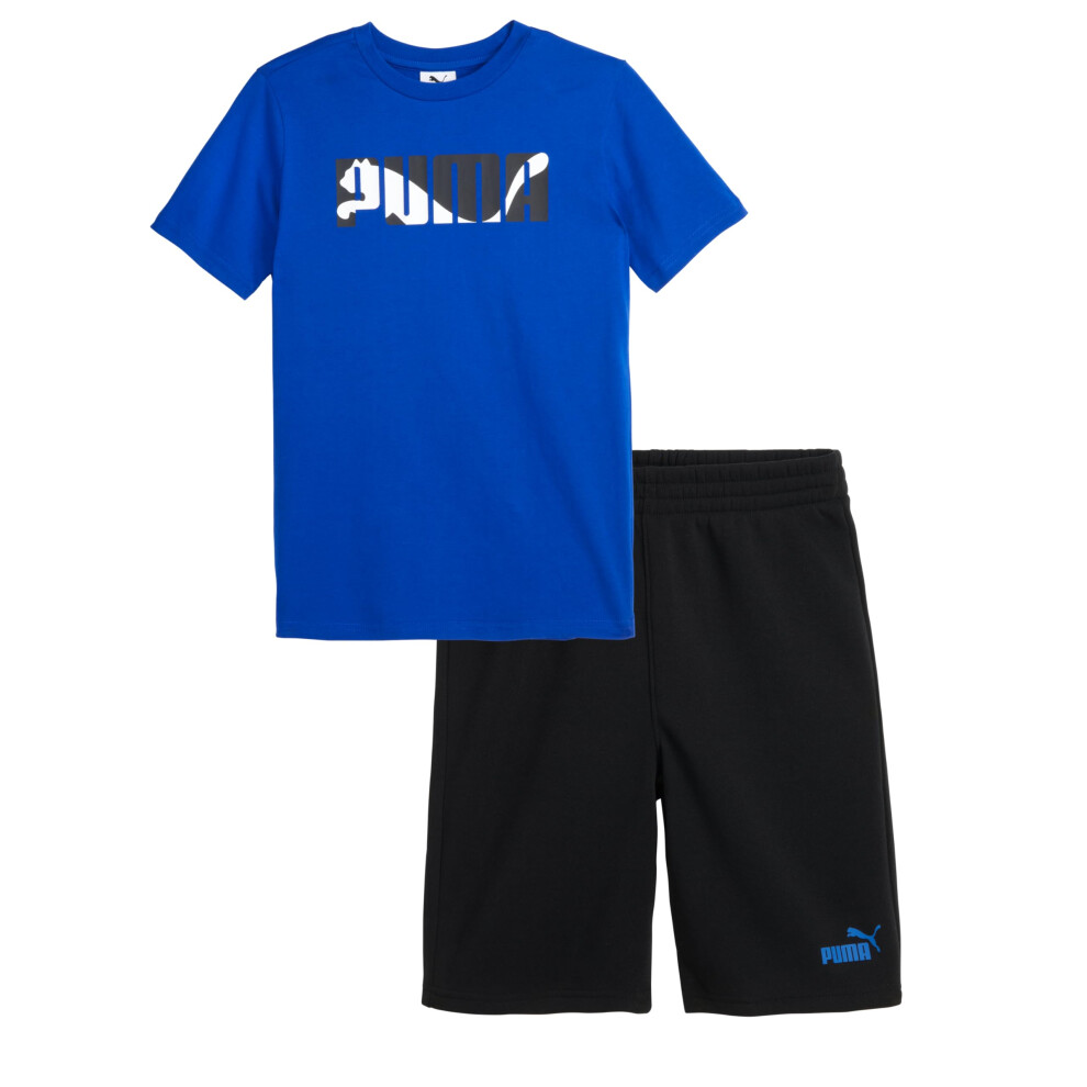 PUMA Boys 2PC Cotton Jersey Tee & Fleece Short Set  Vivid Blue  4T