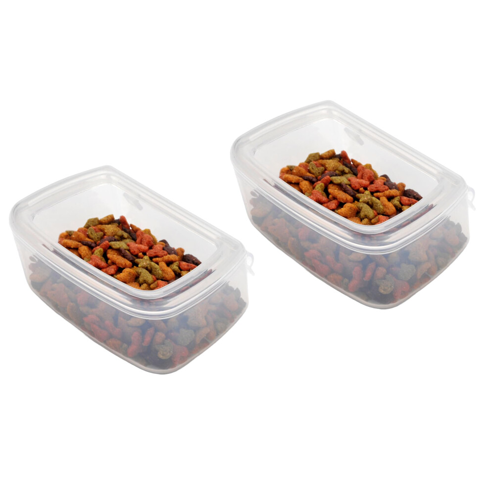 Gamelles de transport pour animaux DryFur - Transparentes - Résistantes aux éclaboussures - Avec gobelets à crochets - Lot de 2 gamelles de voyag