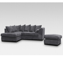 (Left Hand Corner, Grey) Milo Jumbo Cord Corner Sofa with Footstool