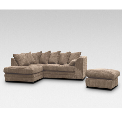Snugg Furniture (Left Hand Corner, Coffee) Milo Jumbo Cord Corner Sofa with Footstool