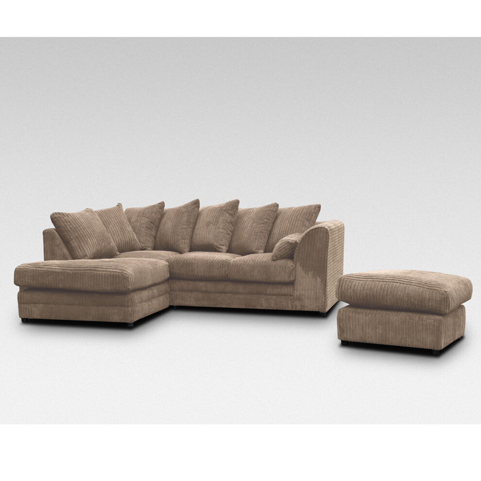 Snugg Furniture (Left Hand Corner, Coffee) Milo Jumbo Cord Corner Sofa With Footstool Not,Specified