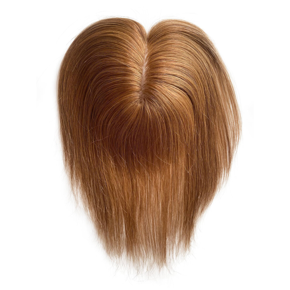 Postiche En Cheveux Humains Fqning Avec Effet Cuir Chevelu éClatant, Base En Soie Douce NouéE à La Main, 12,7 X 14 Cm, Postiche Lisse Pour Cheveu-image