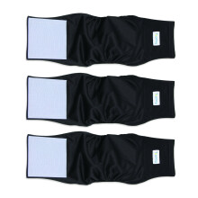 Teamoy 3er-Pack Windelwickel für männliche Hunde, waschbare Welpen-Bauchbänder, super saugfähig und bequem (M 13""-16"""" Taille schwarz)