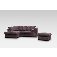 (Left Hand Corner, Chocolate) Milo Jumbo Cord Corner Sofa with Footstool
