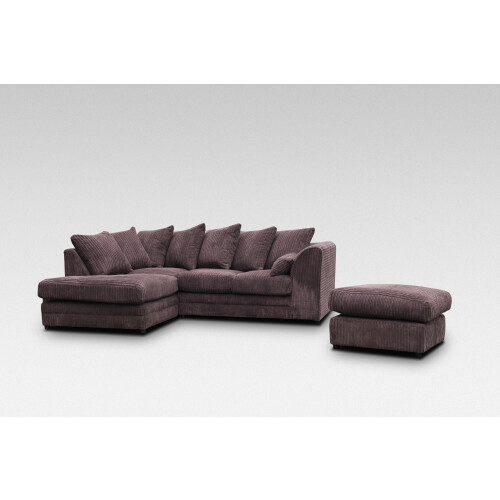 Snugg Furniture (Left Hand Corner, Chocolate) Milo Jumbo Cord Corner Sofa with Footstool