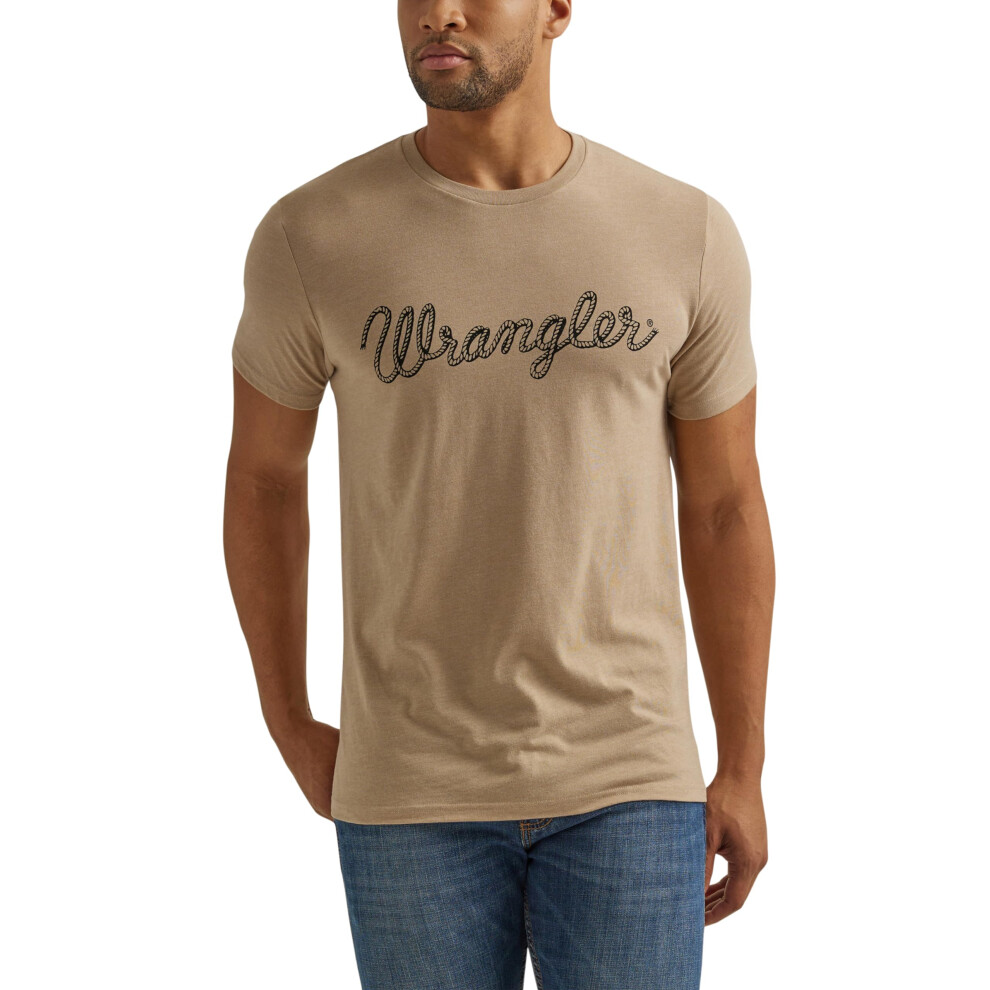 Wrangler Men's Western Crew Neck Short Sleeve Tee Shirt Trench Coat Heather