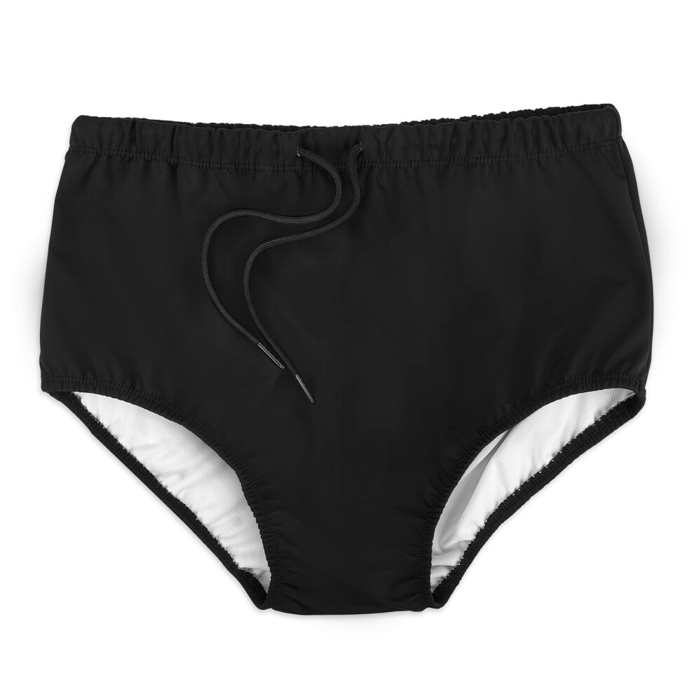 Aqx Reusable Adult Swim Diapers Special Needs Plastic Diaper Cover Leakproof Swimmers Nappy Rubber Pant For Incontinence Protection Unisex (L Black