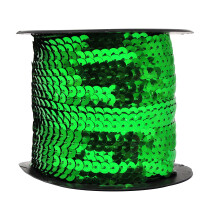 Mandala Craft 6mm Flat Sequin Strip Green Sequins on a Roll - Green Sequin Trim by The Yard - 100 Yds String Metallic Sequin Strand for Crafts Se