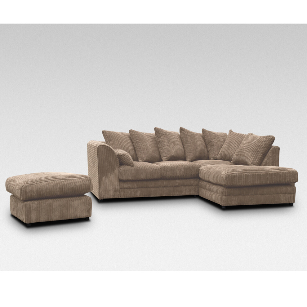 Snugg Furniture (Right Hand Corner, Coffee) Milo Jumbo Cord Corner Sofa With Footstool Not,Specified