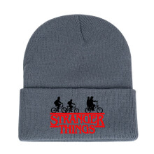 (Gray,Bicycle)Stranger Things4 Herbst Winter Warm Druck Strick Wolle Mütze für Damen Herren