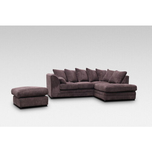 Snugg Furniture (Right Hand Corner, Chocolate) Milo Jumbo Cord Corner Sofa with Footstool