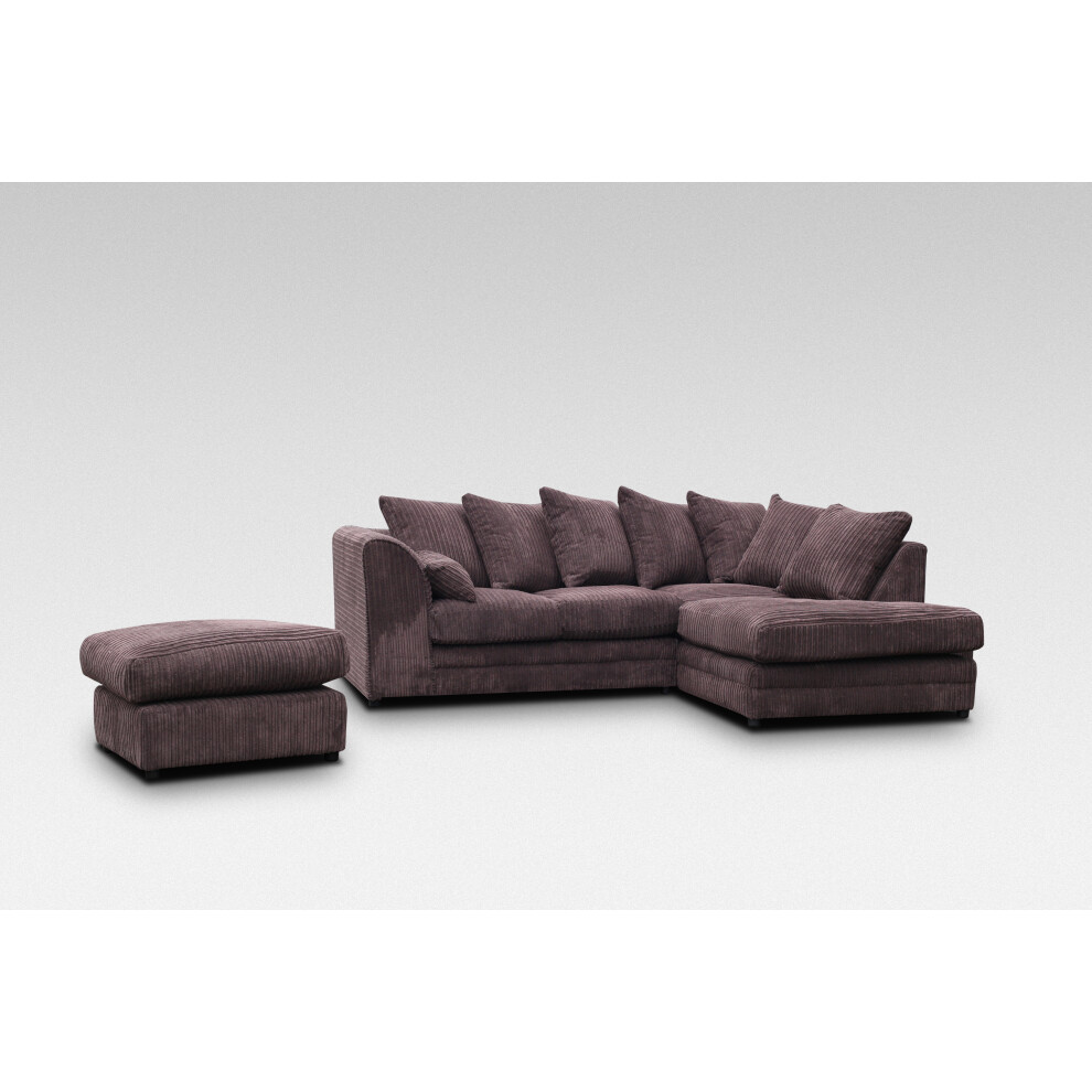 Snugg Furniture (Right Hand Corner, Chocolate) Milo Jumbo Cord Corner Sofa With Footstool Brown
