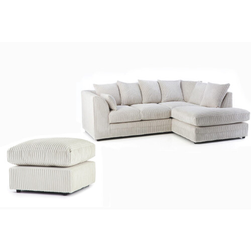 Snugg Furniture (Right Hand Corner, Mink) Milo Jumbo Cord Corner Sofa with Footstool
