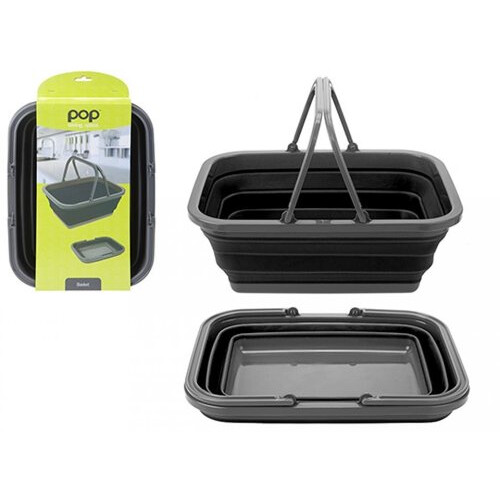 Collapsible Folding Basket Bowl with Handles | BLACK | Camping Bowl