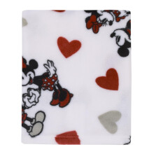 Nojo Disney Mickey Mouse & Minnie Mouse Red Grey and White Valentine Hearts Super Soft Plush Baby Tæppe