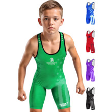 Exxact Sports Patriot Youth Wrestling Singlet For Boys  Premium Powerlifting Singlet  Kids Wrestling Singlets For Training (YS  Green)