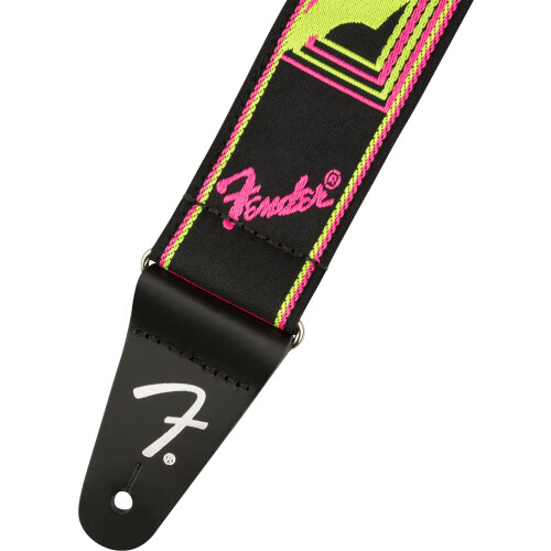 Fender Correia de guitarra de 2 polegadas com monograma Fender Neon - pacote rosa e amarelo com blocos de cinta e palhetas 2