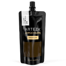 ARTEZA Acrylic Paint Raw Umber Color (120 ml Pouch Tube) Rich Pigment Non Fading Non Toxic Single Color Paint for Artists and Hobby Painters
