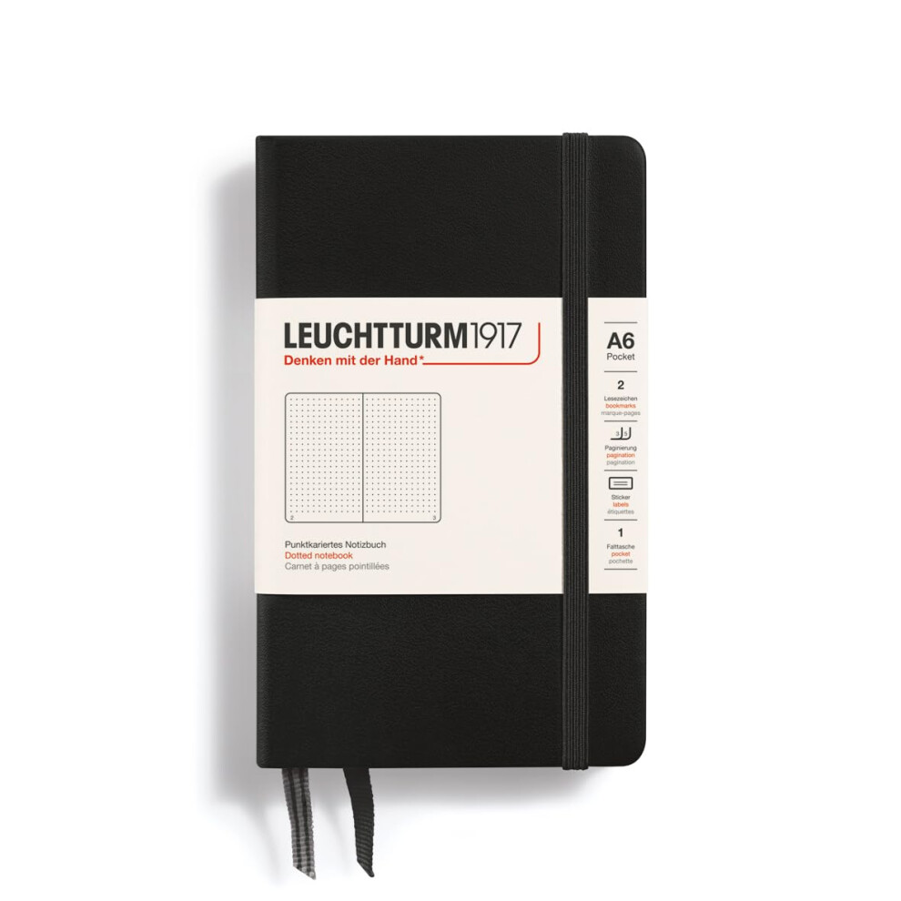 Photos - Notebook Leuchtturm1917   Hardcover Pocket A6-187 Numbered Pages for Writing and Journaling  LB14 (Black Dotted)