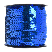 Mandala Craft 6mm Flat Sequin Strip Royal Blue on a Roll - Sequin Trim by The Yard - 100 Yds String Metallic Strand for Crafts Fringe Sewing