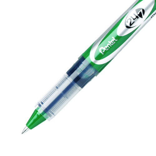 Pentel Pentel 24/7 rullekuglepen Medium Line gr?n bl?kboks med 12 (BLD97-D) 2