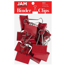 JAM PAPER Kleurrijke Binderclips - Groot - 1,5 Inch (41 mm) - Rode Binderclips - 12/Verpakking