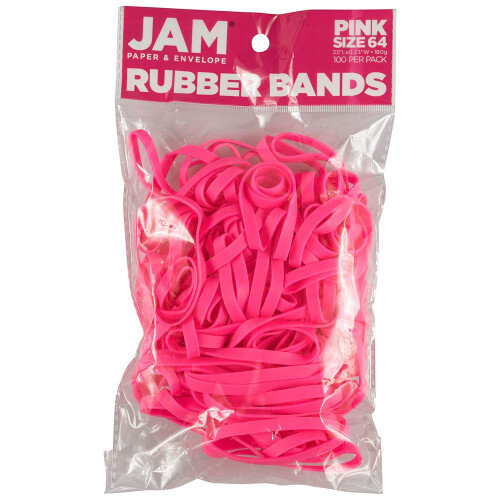 JAM PAPPER Slitstarka gummiband - storlek 64 - Rosa multifunktionsgummiband - 100/pack