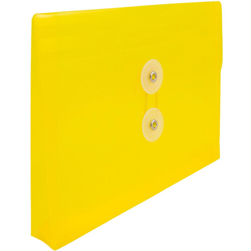 JAM PAPER Plastic Envelopes with Button & String Tie Closure - Index Size - 5 1/2 x 7 1/2 - Yellow - 12/Pack 2