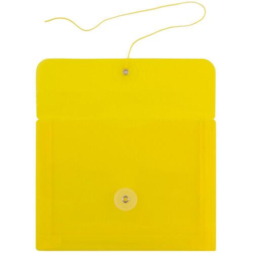 JAM PAPER Plastic Envelopes with Button & String Tie Closure - Index Size - 5 1/2 x 7 1/2 - Yellow - 12/Pack 1