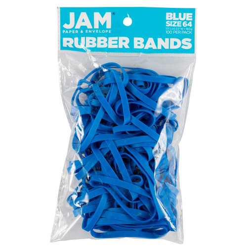 JAM PAPPER Slitstarka gummiband - storlek 64 - Bl multifunktionsgummiband - 100/pack