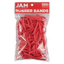 JAM PAPER Duurzame Rubber Bands - Maat 64 - Rode Multi-Functionele Rubberbanden - 100/Verpakking