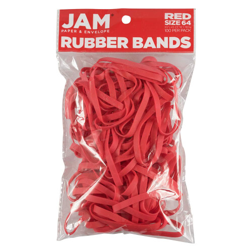 JAM PAPPER Slitstarka gummiband - storlek 64 - Rda multifunktionsgummiband - 100/pack