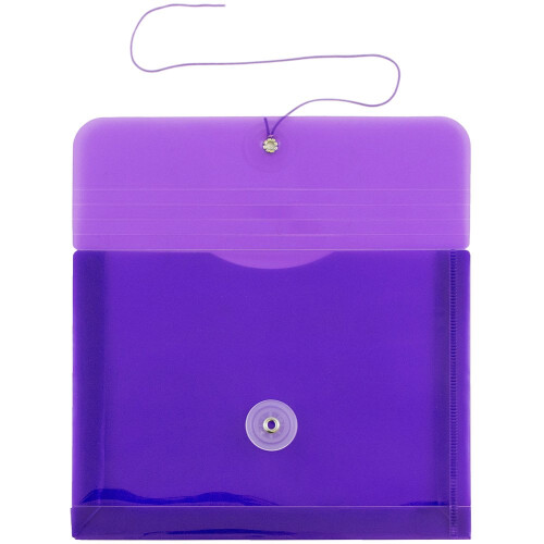 JAM PAPER Plastic Envelopes with Button & String Tie Closure - Index Size - 5 1/2 x 7 1/2 - Purple - 12/Pack 1