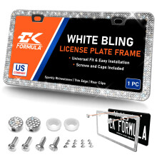 CK Formula White Bling rendszmtbla keret strasszko rendszmtbla keret gymnt rendszmtbla keret noi rozsdamentes acl 2 lyukkal Autipari klso