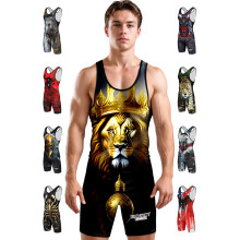 Exxact Sports Sublimated Men's Wrestling Singlet  High-Performance Powerlifting Singlet  Wrestling Singlets for Men (AS  Lion)