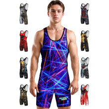 Exxact Sports Sublimated Men's Wrestling Singlet  High-Performance Powerlifting Singlet  Wrestling Singlets for Men (AL  Lazer)