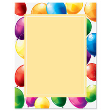 Carta da lettera con palloncini galleggianti attuali - Carta di cancelleria per compleanno con disegni di bordi decorativi Stampabile per vacanze