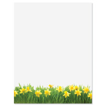 Aktuel p?skelilje blomsterbrevpapir - For?rspapirpapirer med dekorativ p?skelilje gr?nse Printbar ferie bryllup & brudebruser og invitation ark s