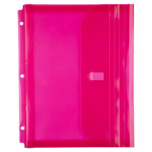 JAM PAPER Kunststof 3-gaats perforatie-bindmiddel-enveloppen met klittenbandsluiting - Letterboekje - 9 1/2 x 11 1/2 met 1 inch uitbreiding - Roz