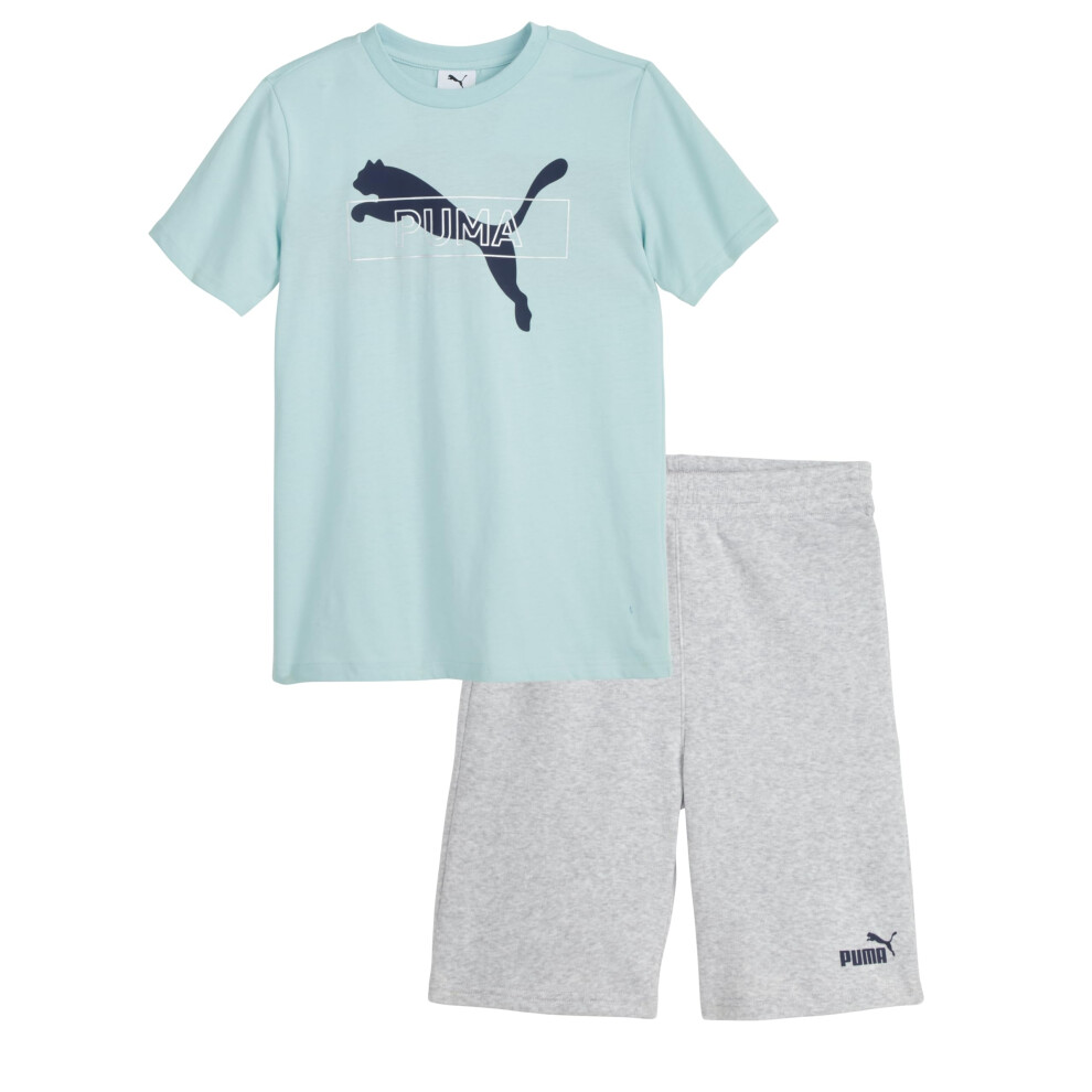 PUMA Boys 2PC Cotton Jersey Tee & Fleece Short Set  Modern Mint  6