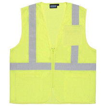 ERB 61647 S363P Bezpecnostn    vesta zo sietoviny triedy 2 s vreckami, limetkov   , stredn