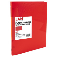 JAM PAPER Plastic ringband van 0,5 inch - Rode ringband met 3 ringen - Afzonderlijk verkocht