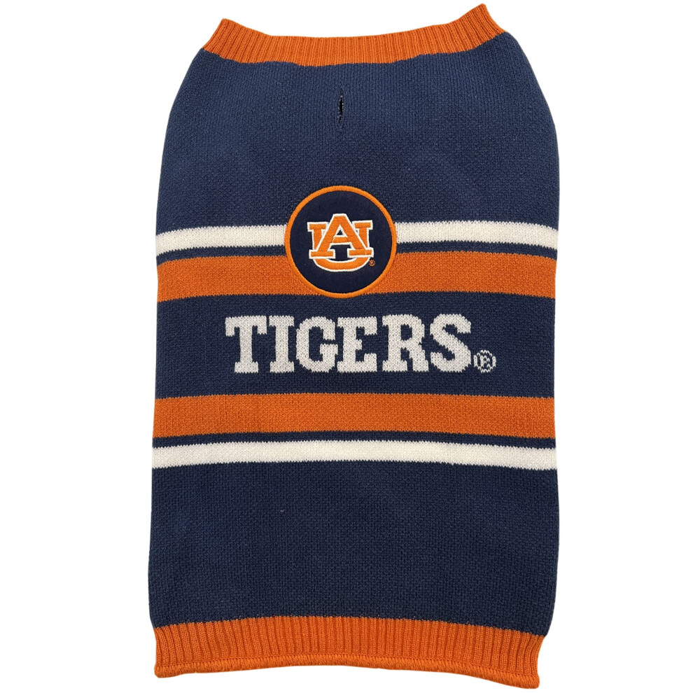 Pull NCAA pour chien des Auburn Tigers, taille L. Pull chaud et confortable en tricot avec logo de l'   quipe NCAA. Id   al pour petits et grands chi