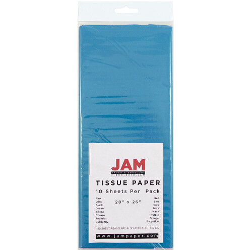 JAM PAPER Tissue Paper - Bright Blue - 20 Sheets/Pack 2